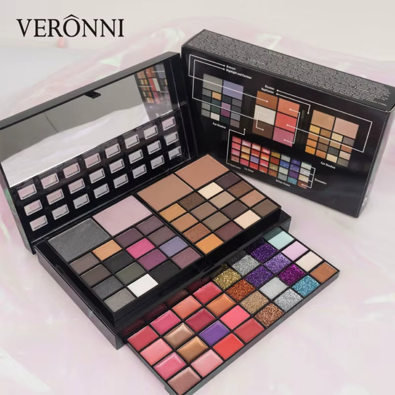 OEM 74 Color Make up Eye Shadow Lipstick Powder Cosmetics Makeup Sets Matte Eyeshadow Palette with Brush Paleta De Sombra