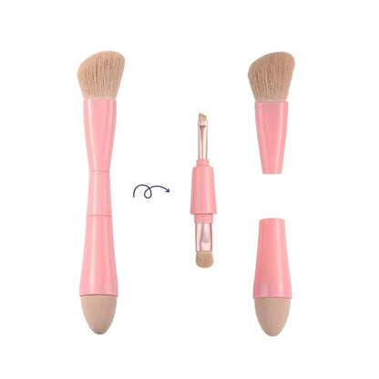 1Set Multitasker 4-In-1 Makeup Brushes Portable Travel Face Highlight Eye Shadow Powder Blusher Brush Detachable Beauty Tools